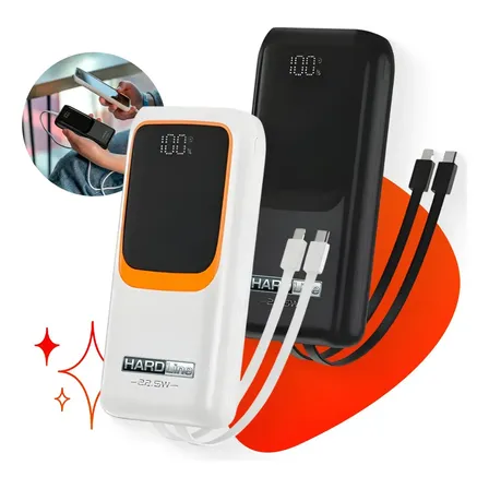 Carregador Portátil Power Bank 20000mah 22.5w Turbo Usb-c Display Digital Carregamento Rápido Universal Compativel iPhone Samsung Motorola Xiaomi 3 Saídas Preto Ou Branco - Marca Hardline Preto/branco