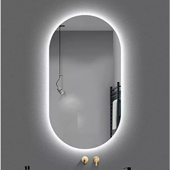 Espelho Oval Orgânico 80x50cm e 40x50cm Com LED ou Sem LED Luz Quente e Fria Banheiro e Quarto