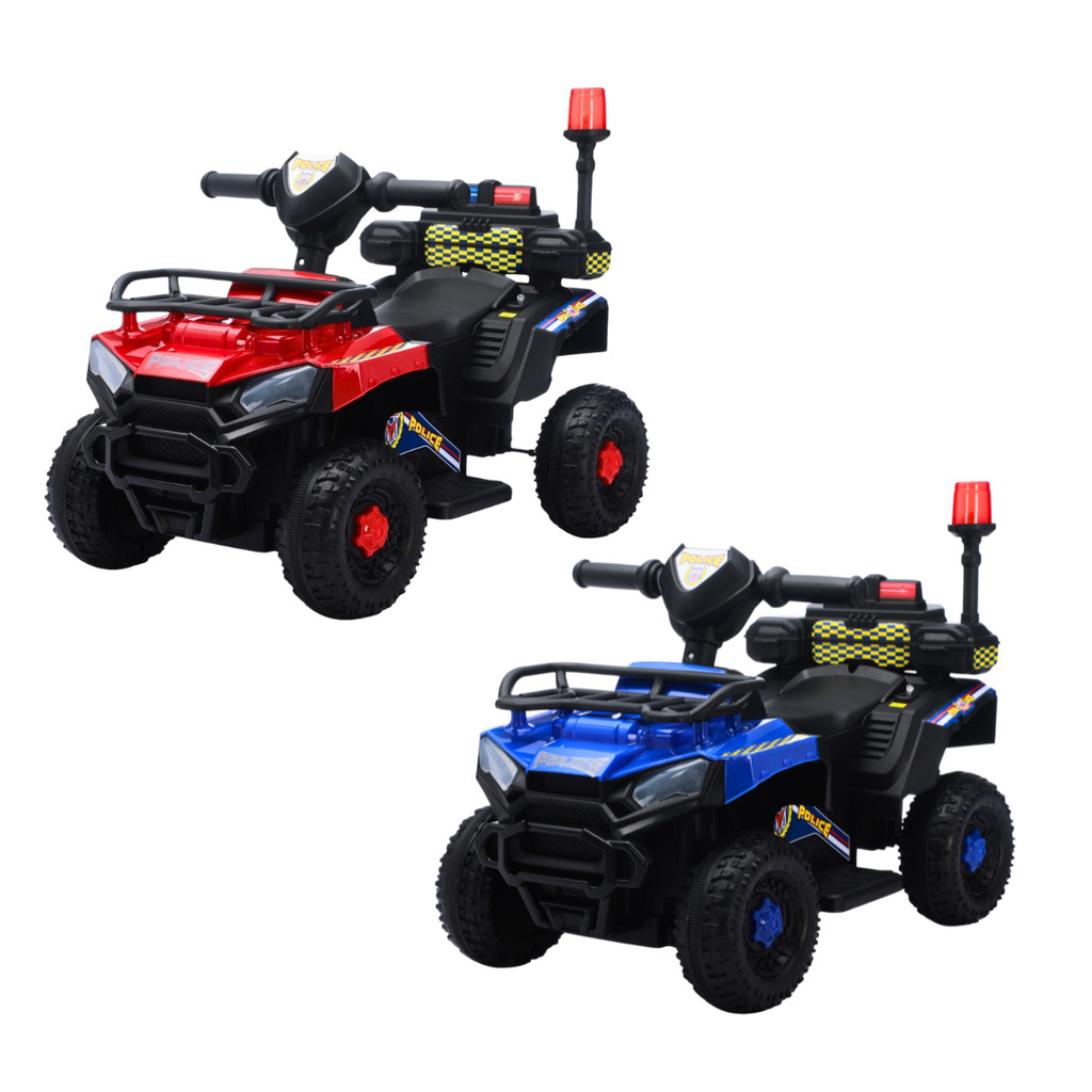 Carro Eletrico Infantil Policial Bivolt 127v 220v 6v Bateria Luz Som Marcha Frente Re Maxi Toys