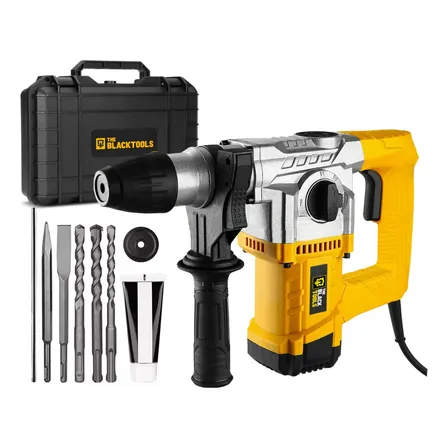 Martelete Perfurador Rompedor Professional 26mm 1100w Sds Plus 4j Com Acessorios Trm-2000 The Black Tools Amarelo, Preto E Cinza 127v 60hz